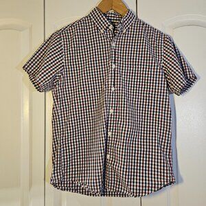 J. Crew Men's Shirt Medium Navy Blue/Red Check Button Down Gingham Preppy